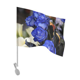 Флаг для автомобиля с принтом Синие розы в Петрозаводске, 100% полиэстер | Размер: 30*21 см | девушкам | розы | синие | цветы