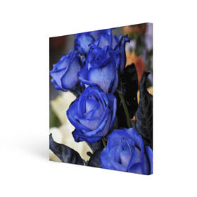 Холст квадратный с принтом Синие розы в Петрозаводске, 100% ПВХ |  | Тематика изображения на принте: девушкам | розы | синие | цветы