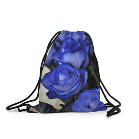 Рюкзак-мешок 3D с принтом Синие розы в Петрозаводске, 100% полиэстер | плотность ткани — 200 г/м2, размер — 35 х 45 см; лямки — толстые шнурки, застежка на шнуровке, без карманов и подкладки | девушкам | розы | синие | цветы