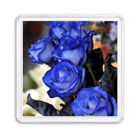 Магнит 55*55 с принтом Синие розы в Петрозаводске, Пластик | Размер: 65*65 мм; Размер печати: 55*55 мм | Тематика изображения на принте: девушкам | розы | синие | цветы