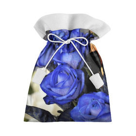 Подарочный 3D мешок с принтом Синие розы в Петрозаводске, 100% полиэстер | Размер: 29*39 см | Тематика изображения на принте: девушкам | розы | синие | цветы