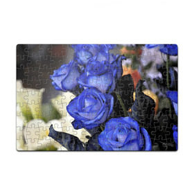 Пазл магнитный 126 элементов с принтом Синие розы в Петрозаводске, полимерный материал с магнитным слоем | 126 деталей, размер изделия —  180*270 мм | Тематика изображения на принте: девушкам | розы | синие | цветы