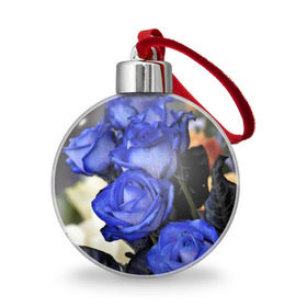 Ёлочный шар с принтом Синие розы в Петрозаводске, Пластик | Диаметр: 77 мм | Тематика изображения на принте: девушкам | розы | синие | цветы
