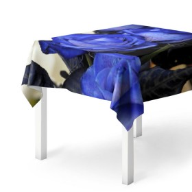 Скатерть 3D с принтом Синие розы в Петрозаводске, 100% полиэстер (ткань не мнется и не растягивается) | Размер: 150*150 см | Тематика изображения на принте: девушкам | розы | синие | цветы