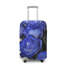 Чехол для чемодана 3D с принтом Синие розы в Петрозаводске, 86% полиэфир, 14% спандекс | двустороннее нанесение принта, прорези для ручек и колес | Тематика изображения на принте: девушкам | розы | синие | цветы