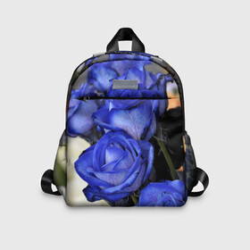 Детский рюкзак 3D с принтом Синие розы в Петрозаводске, 100% полиэстер | лямки с регулируемой длиной, сверху петелька, чтобы рюкзак можно было повесить на вешалку. Основное отделение закрывается на молнию, как и внешний карман. Внутри дополнительный карман. По бокам два дополнительных кармашка | девушкам | розы | синие | цветы