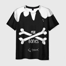 Мужская футболка 3D с принтом Milk Bones (Молочные Кости) в Петрозаводске, 100% полиэфир | прямой крой, круглый вырез горловины, длина до линии бедер | Тематика изображения на принте: milbo | mkbn