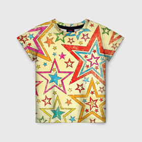 Детская футболка 3D с принтом Звезда в Петрозаводске, 100% гипоаллергенный полиэфир | прямой крой, круглый вырез горловины, длина до линии бедер, чуть спущенное плечо, ткань немного тянется | звёзды | орнамент | прикольные картинки | узор | цвет