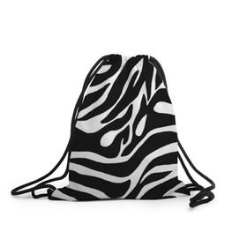Рюкзак-мешок 3D с принтом Зебра в Петрозаводске, 100% полиэстер | плотность ткани — 200 г/м2, размер — 35 х 45 см; лямки — толстые шнурки, застежка на шнуровке, без карманов и подкладки | животные | зебра | полосы | текстуры | черно белый