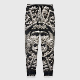 Мужские брюки 3D с принтом Календарь ацтеков в Петрозаводске, 100% полиэстер | манжеты по низу, эластичный пояс регулируется шнурком, по бокам два кармана без застежек, внутренняя часть кармана из мелкой сетки | ацтеки | древняя цивилизация | индейцы | майя | южная америка