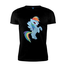 Мужская футболка премиум с принтом rainbow dash в Петрозаводске, 92% хлопок, 8% лайкра | приталенный силуэт, круглый вырез ворота, длина до линии бедра, короткий рукав | cute | my little pony | pony | rainbow dash