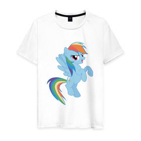 Мужская футболка хлопок с принтом rainbow dash в Петрозаводске, 100% хлопок | прямой крой, круглый вырез горловины, длина до линии бедер, слегка спущенное плечо. | Тематика изображения на принте: cute | my little pony | pony | rainbow dash
