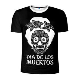 Мужская футболка 3D спортивная с принтом День мертвецов в Петрозаводске, 100% полиэстер с улучшенными характеристиками | приталенный силуэт, круглая горловина, широкие плечи, сужается к линии бедра | halloween | mexiэллоуин | день мертвых | мексика | мексиканский череп | мертвецов | о | орнамент | праздник | узоры | хэллоуин | цветы