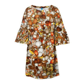 Детское платье 3D с принтом Грибы. Много грибов в Петрозаводске, 100% полиэстер | прямой силуэт, чуть расширенный к низу. Круглая горловина, на рукавах — воланы | лес | охота