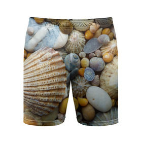 Мужские шорты 3D спортивные с принтом Морские ракушки и камни в Петрозаводске,  |  | камни | море | морские камни | ракушки