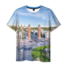 Мужская футболка 3D с принтом Барселона в Петрозаводске, 100% полиэфир | прямой крой, круглый вырез горловины, длина до линии бедер | Тематика изображения на принте: barcelona | europe | spain | барселона | европа | ес | испания | каталония | отпуск | туризм