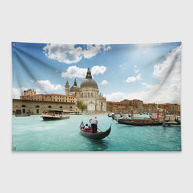 Флаг-баннер с принтом Венеция в Петрозаводске, 100% полиэстер | размер 67 х 109 см, плотность ткани — 95 г/м2; по краям флага есть четыре люверса для крепления | europe | italy | venice | венеция | вода | европа | ес | италия | каникулы | лодки | отдых | отпуск | солнце | туризм