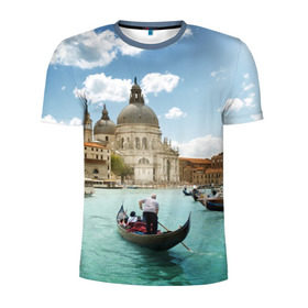 Мужская футболка 3D спортивная с принтом Венеция в Петрозаводске, 100% полиэстер с улучшенными характеристиками | приталенный силуэт, круглая горловина, широкие плечи, сужается к линии бедра | europe | italy | venice | венеция | вода | европа | ес | италия | каникулы | лодки | отдых | отпуск | солнце | туризм