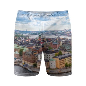 Мужские шорты 3D спортивные с принтом Швеция в Петрозаводске,  |  | europe | stockholm | sweden | европа | ес | каникулы | отпуск | стокгольм | туризм | швеция