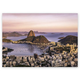 Поздравительная открытка с принтом Рио (Бразилия) в Петрозаводске, 100% бумага | плотность бумаги 280 г/м2, матовая, на обратной стороне линовка и место для марки
 | brazil | rio de janeiro | бразилия | жара | каникулы | карнавал | мегаполис | отдых | отпуск | пляж | приключение | путешествие | рио де жанейро | туризм | футбол | южная америка