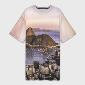 Платье-футболка 3D с принтом Рио (Бразилия) в Петрозаводске,  |  | brazil | rio de janeiro | бразилия | жара | каникулы | карнавал | мегаполис | отдых | отпуск | пляж | приключение | путешествие | рио де жанейро | туризм | футбол | южная америка