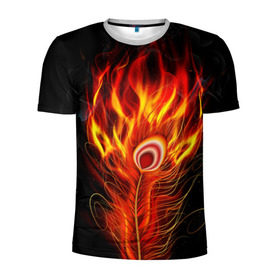 Мужская футболка 3D спортивная с принтом Феникс в Петрозаводске, 100% полиэстер с улучшенными характеристиками | приталенный силуэт, круглая горловина, широкие плечи, сужается к линии бедра | phoenix | арт | дым | краска | лучи | огонь | пламя | прикольные | птица. фентези | свет | феникс