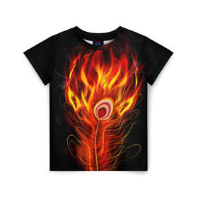 Детская футболка 3D с принтом Феникс в Петрозаводске, 100% гипоаллергенный полиэфир | прямой крой, круглый вырез горловины, длина до линии бедер, чуть спущенное плечо, ткань немного тянется | phoenix | арт | дым | краска | лучи | огонь | пламя | прикольные | птица. фентези | свет | феникс