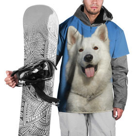 Накидка на куртку 3D с принтом белый пес в Петрозаводске, 100% полиэстер |  | Тематика изображения на принте: dog | friend | взгляд | волк | друг | пес | собака | хаски