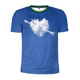 Мужская футболка 3D спортивная с принтом Облако, сердце, стрела в Петрозаводске, 100% полиэстер с улучшенными характеристиками | приталенный силуэт, круглая горловина, широкие плечи, сужается к линии бедра | love is | любовь | небо | облака | сердца