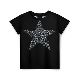 Детская футболка 3D с принтом Алмазная звезда в Петрозаводске, 100% гипоаллергенный полиэфир | прямой крой, круглый вырез горловины, длина до линии бедер, чуть спущенное плечо, ткань немного тянется | алмаз | блеск | бриллиант | драгоценность | звезда