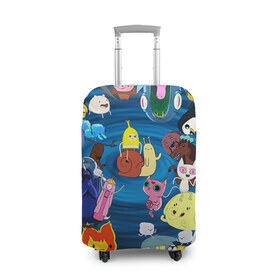 Чехол для чемодана 3D с принтом Adventure Time 1 в Петрозаводске, 86% полиэфир, 14% спандекс | двустороннее нанесение принта, прорези для ручек и колес | adventure time | bubblegum | dog | finn | jake | marcelline | время приключений | джейк и финн | марселин | пупырка