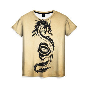 Женская футболка 3D с принтом Убийственный змей в Петрозаводске, 100% полиэфир ( синтетическое хлопкоподобное полотно) | прямой крой, круглый вырез горловины, длина до линии бедер | dragon | дракон | дракоша | змей | когти | крылья | монстр | огонь | пламя | рога | тату | татуировка | трайбл | чешуя | чудовище | шипы