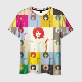 Мужская футболка 3D с принтом Pop Art Jim Morrison The Doors в Петрозаводске, 100% полиэфир | прямой крой, круглый вырез горловины, длина до линии бедер | jim morrison | the doors | арт | дорс | моррисон