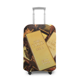 Чехол для чемодана 3D с принтом GOLD 999,9 в Петрозаводске, 86% полиэфир, 14% спандекс | двустороннее нанесение принта, прорези для ручек и колес | банк | богатство | драгоценность | золото | слитки
