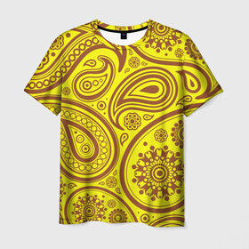 Мужская футболка 3D с принтом Paisley в Петрозаводске, 100% полиэфир | прямой крой, круглый вырез горловины, длина до линии бедер | Тематика изображения на принте: орнамент | пейсли | турецкие огурцы