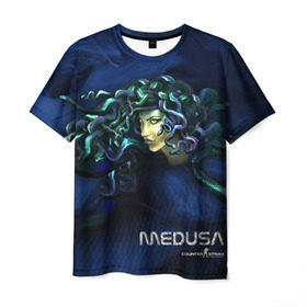 Мужская футболка 3D с принтом AWP Medusa в Петрозаводске, 100% полиэфир | прямой крой, круглый вырез горловины, длина до линии бедер | awp | counter | csgoб контр | medusa | strike | авп | кейс | контер | ксго | медуза | скин | страйк