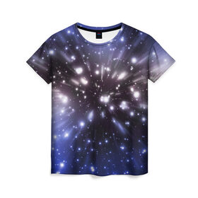 Женская футболка 3D с принтом Звёздный космос в Петрозаводске, 100% полиэфир ( синтетическое хлопкоподобное полотно) | прямой крой, круглый вырез горловины, длина до линии бедер | звёзды | космическое пространство | созвездие
