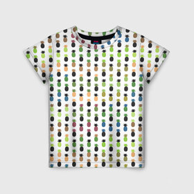Детская футболка 3D с принтом Ананасы 25 в Петрозаводске, 100% гипоаллергенный полиэфир | прямой крой, круглый вырез горловины, длина до линии бедер, чуть спущенное плечо, ткань немного тянется | летний | паттерн | светлый