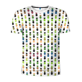 Мужская футболка 3D спортивная с принтом Ананасы 25 в Петрозаводске, 100% полиэстер с улучшенными характеристиками | приталенный силуэт, круглая горловина, широкие плечи, сужается к линии бедра | летний | паттерн | светлый