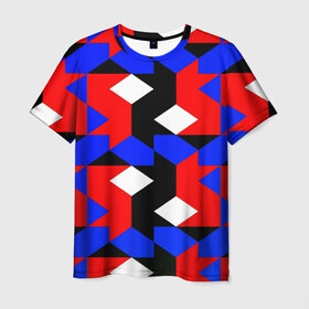 Мужская футболка 3D с принтом Absorbed в Петрозаводске, 100% полиэфир | прямой крой, круглый вырез горловины, длина до линии бедер | красный | разноцветные | синий | текстуры | цветные