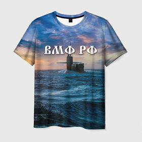 Мужская футболка 3D с принтом Подводная лодка в Петрозаводске, 100% полиэфир | прямой крой, круглый вырез горловины, длина до линии бедер | вмф | морской флот | моряк | тельняшка | флот | якорь
