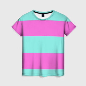 Женская футболка 3D с принтом Кислотные цвета в Петрозаводске, 100% полиэфир ( синтетическое хлопкоподобное полотно) | прямой крой, круглый вырез горловины, длина до линии бедер | кислотные цвета | розовый
