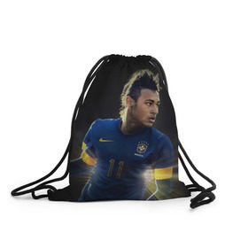 Рюкзак-мешок 3D с принтом Neymar в Петрозаводске, 100% полиэстер | плотность ткани — 200 г/м2, размер — 35 х 45 см; лямки — толстые шнурки, застежка на шнуровке, без карманов и подкладки | барселона | бразилия | неймар | футбол | футболист
