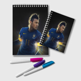 Блокнот с принтом Neymar в Петрозаводске, 100% бумага | 48 листов, плотность листов — 60 г/м2, плотность картонной обложки — 250 г/м2. Листы скреплены удобной пружинной спиралью. Цвет линий — светло-серый
 | барселона | бразилия | неймар | футбол | футболист