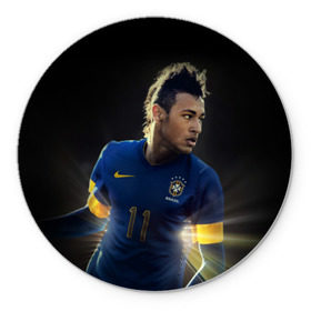 Коврик круглый с принтом Neymar в Петрозаводске, резина и полиэстер | круглая форма, изображение наносится на всю лицевую часть | барселона | бразилия | неймар | футбол | футболист