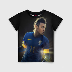 Детская футболка 3D с принтом Neymar в Петрозаводске, 100% гипоаллергенный полиэфир | прямой крой, круглый вырез горловины, длина до линии бедер, чуть спущенное плечо, ткань немного тянется | Тематика изображения на принте: барселона | бразилия | неймар | футбол | футболист