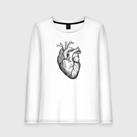 Женский лонгслив хлопок с принтом Heart в Петрозаводске, 100% хлопок |  | вектор | карандаш | кардиология | кровь | мышца | орган | пульс | рисунок | сердце | черный