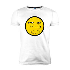 Мужская футболка премиум с принтом Смайлик в Петрозаводске, 92% хлопок, 8% лайкра | приталенный силуэт, круглый вырез ворота, длина до линии бедра, короткий рукав | yoba | пека | смайлик