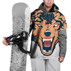 Накидка на куртку 3D с принтом Red wolf в Петрозаводске, 100% полиэстер |  | вектор | волк | глаза | голова | голод | дикий | оранжевый | охота | хищник | ярость
