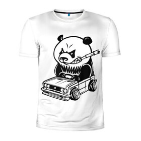 Мужская футболка 3D спортивная с принтом PANDO в Петрозаводске, 100% полиэстер с улучшенными характеристиками | приталенный силуэт, круглая горловина, широкие плечи, сужается к линии бедра | панда